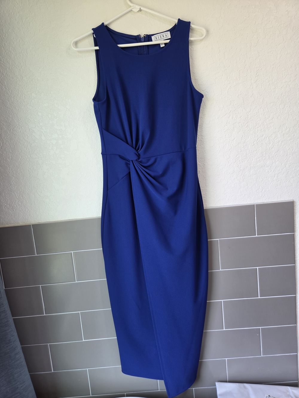 Siena Studio Sleeveless Knot-Waist Midi Dress in Royal Blue